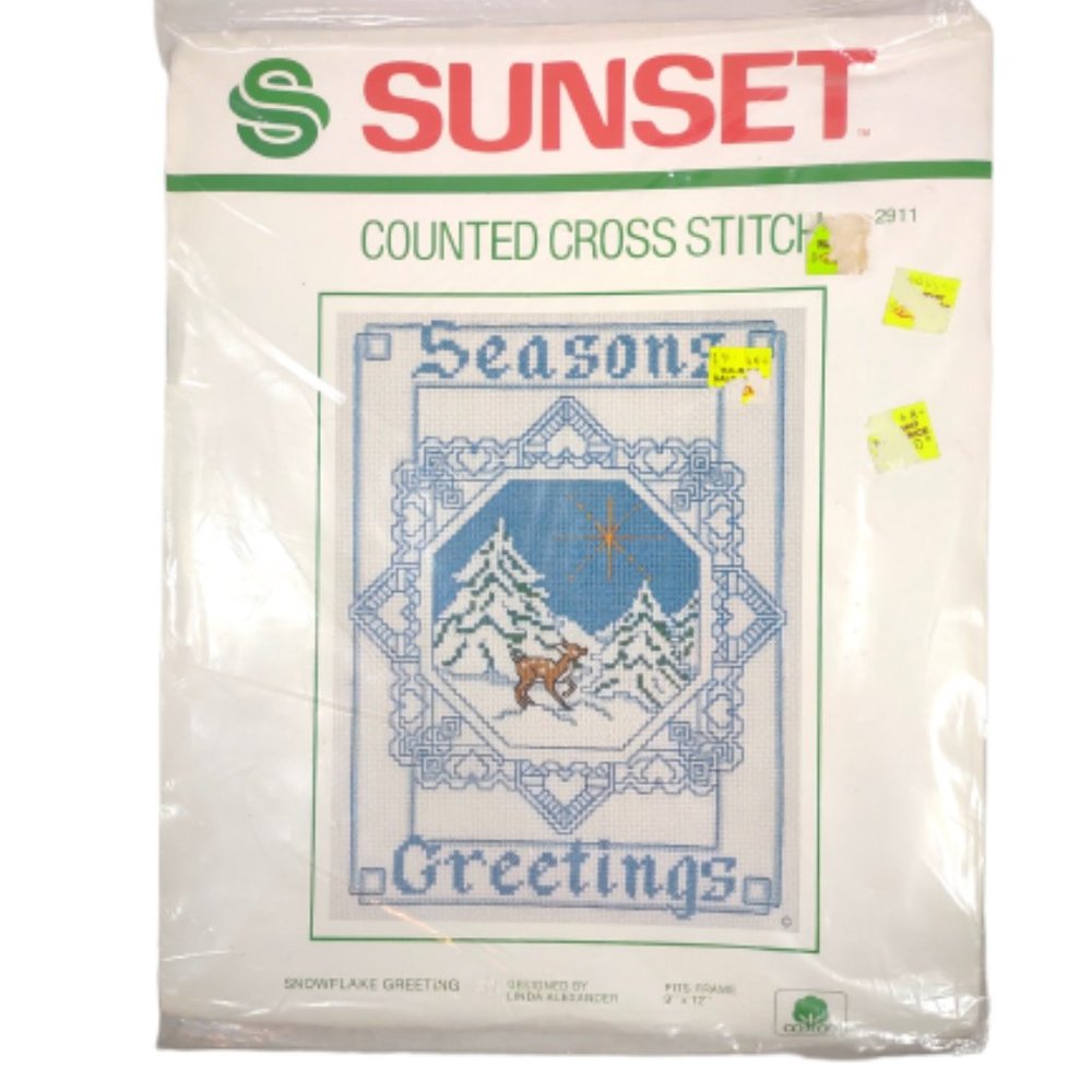 Sunset Counted Cross Stitch Snowflake Greeting Seasons Greetings Kit Christmas